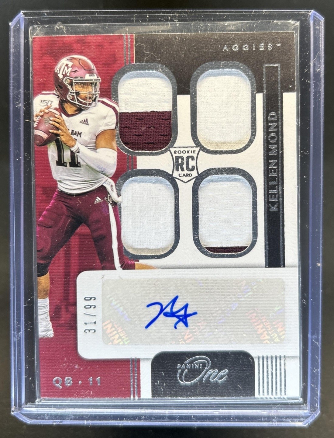 Kellen Mond Panini Chronicles Draft Picks Limited Rookie Patch Autograph #KLM Bowl Patch 1/1