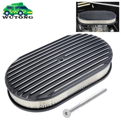 Oval Full Finned Black Aluminum Air Cleaner with Washable Filter, 15 x 2 Inch