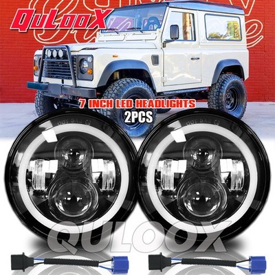 pair 7 inch LED Round Headlights HI/LO For Land Rover Defender 110 90 Rover