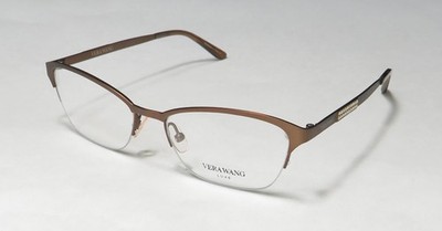 VERA WANG LUXE CATLIN BROWN HANDMADE HALF RIM CAT EYE FRAME DESIGNER EYEGLASSES