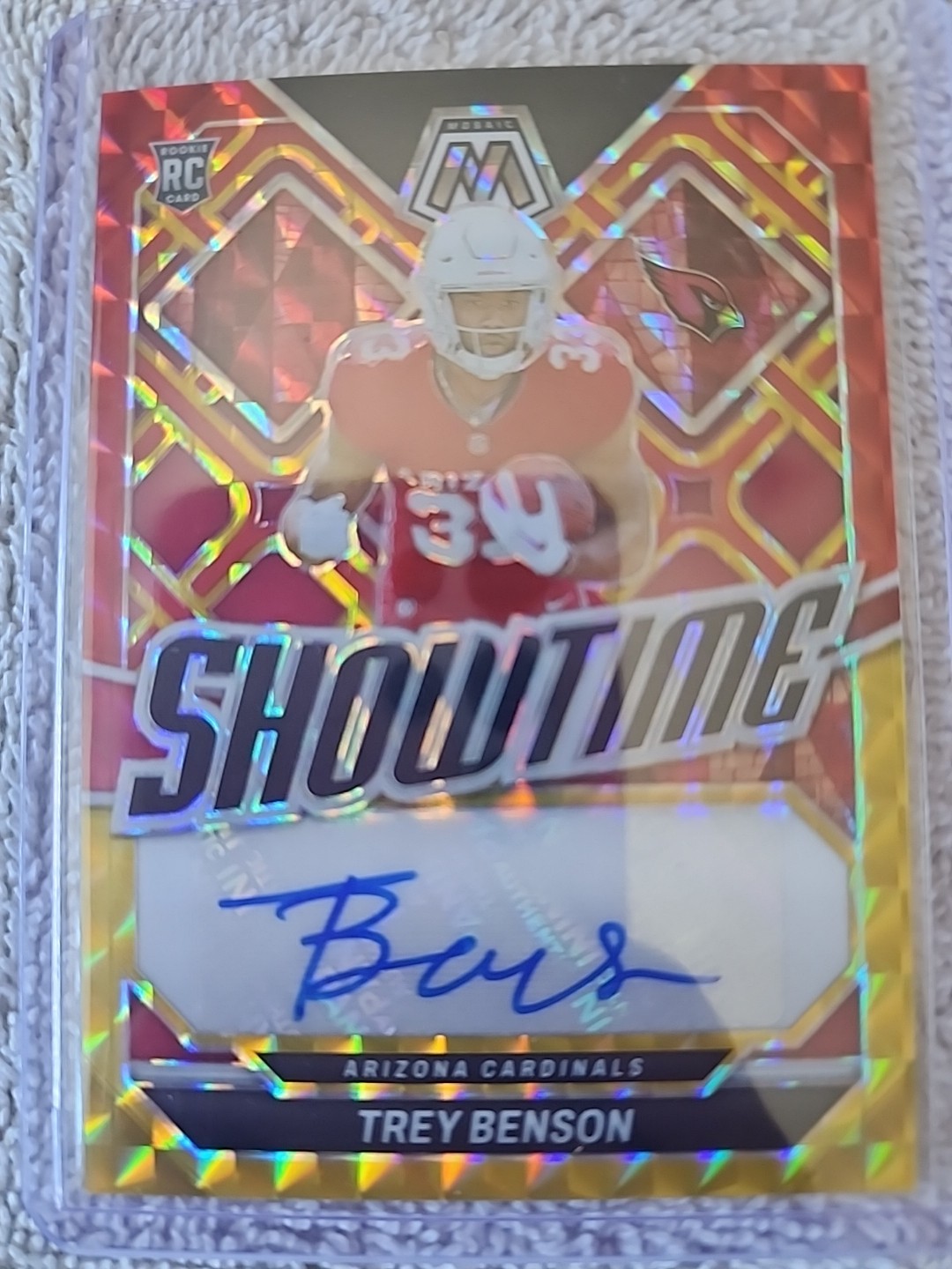 Trey Benson Panini Mosaic Showtime Signatures #SSTBN Fusion Red & Yellow Choice