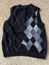 Apt. 9 Men's Argyle V-Neck Sweater Vest Black Gray Size S