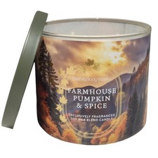 Bath  Body Works FARMHOUSE PUMPKIN  SPICE Large 3-Wick Candle Nature Label