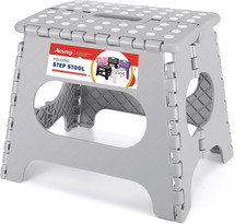 11" Folding Step Stool for Kids, Holds 300 Lb Foldable Stools, Gray Heavy Duty