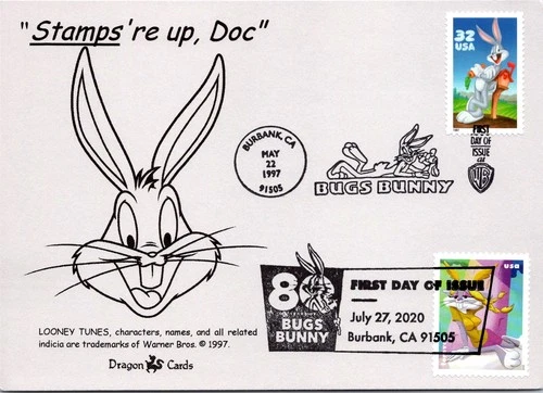 Dr Jim Stamps Maximum Card Bugs Bunny 2V Pair 32C And Forever Fdc