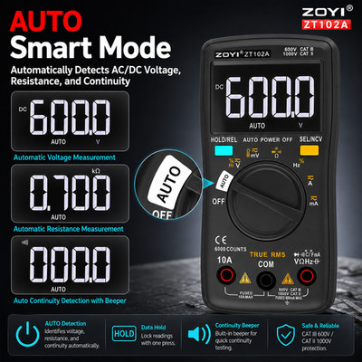 Smart Digital Multimeter 25 Funktionen, 6000 Stück True RMS NCV Temperaturdiode