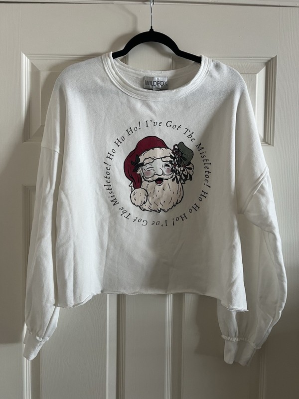 Wildfox Santa Christmas Sweatshirt Cropped Small