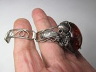 AMBER BRACELET VINTAGE STERLING LADIES WOMANS ANTIQUE ORIGINAL JEWELRY FLOWERS — photo 9