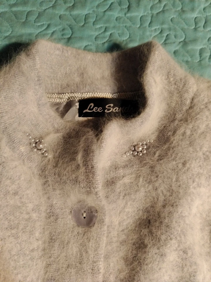 Chaqueta Suéter Vintage Lee Sands Angora Mezcla Conejo Talla Única Plus Gris Foto 3 de 4