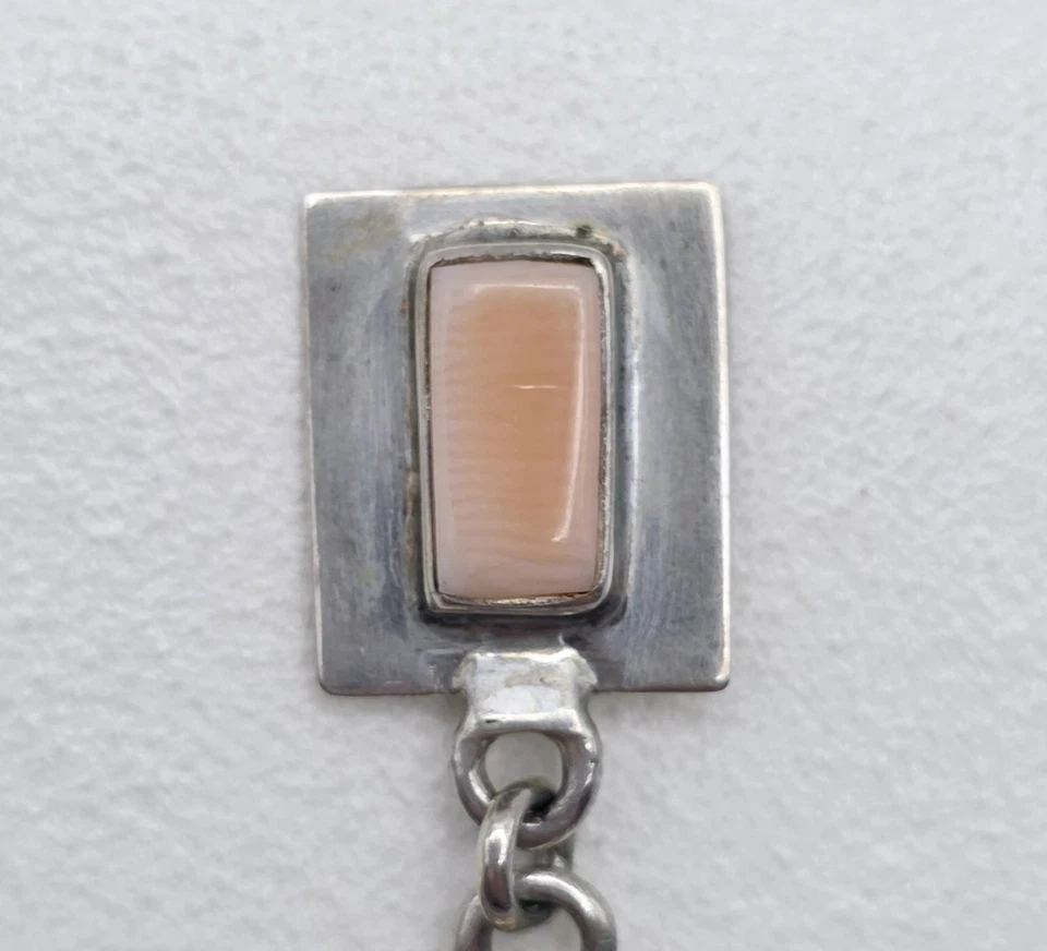 Brincos pendentes geométricos vintage de prata esterlina com incrustação de mosaico nativo americano - Imagem 3 de 4