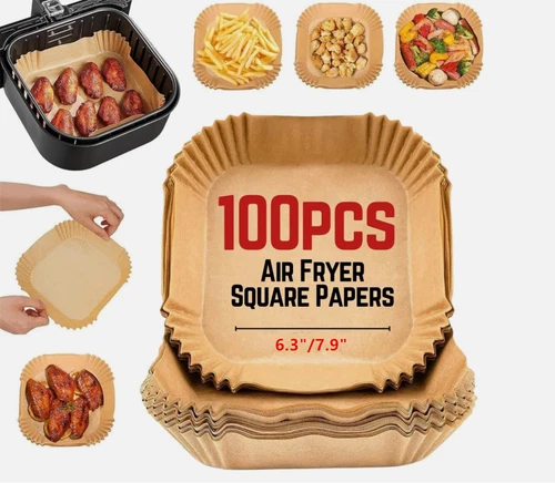 100pcs Non-Stick Air Fryer Disposable Non-stick Baking Parchment Paper Liners