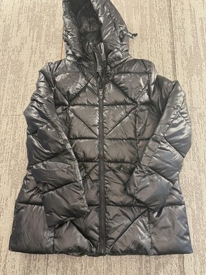 Kendall + Kylie Jacket Womens Medium Black Hooded Puffer Quilted Parka Coat