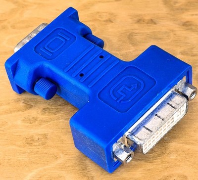 Adapter DVI-A 24+5 Buchse auf VGA D-Sub 15 Stecker / vergoldete Kontakte / blau