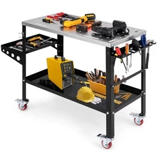 Heavy-duty Welding Table w/ Tool Rack & Tray 5/8" Fixture Holes Bottom Shelf