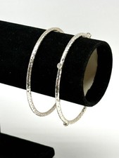Set Of 2 Silver Tone Hammered Bangle Bracelets 8 1/4"