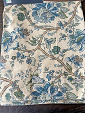 NWT Curated Kravet 2 pc Window Curtains Jacobean Floral Blue Cotton 50" x 84"