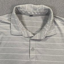 Lululemon Polo Shirt Mens M Gray Striped Short Sleeve Performance Golf Stretch