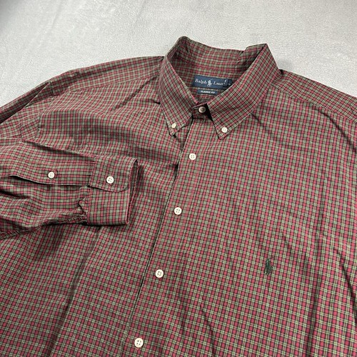 Polo Ralph Lauren Classic Fit Hemd Herren 3XLT Tall rot grün kariert Button Down
