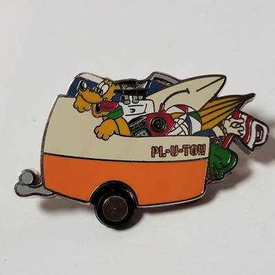 Vtg Disney Pin Mulholland Drive Happy Pluto Vacation Packed PL-U-TOW Trailer PA