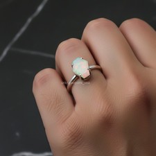 Ethiopian Opal Gemstone 925 Sterling Silver Handmade Jewelry Ring Gift For