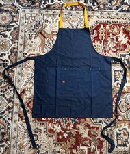 McDonalds Employee Apron Denim Yellow Blue Adjustable Straps And Ties NEW