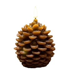 NEW Primitive PINECONE CANDLE LED BROWN TIMER 5" H x 3" W FALL NATURE CHRISTMAS