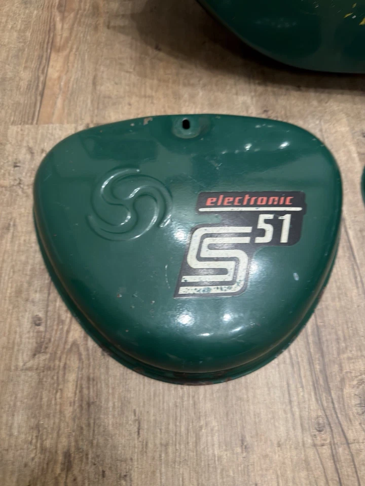 Simson S51 Tankset Seitendeckel Tank Billardgrün Original 1980 - Bild 3 von 4