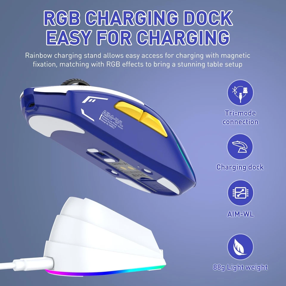 A950 Wireless Gaming Mouse with RGB Charging Dock,88g Lightweight Programmabl... - Image 2 of 4