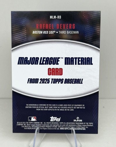 2025 Topps Rafael Devers Major League Material Relics Jersey #MLM-RD - Picture 2 of 2