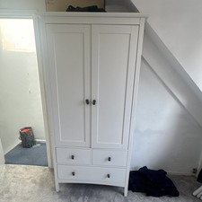 IKEA White Freestanding Wardrobe 2 Door 3 Drawer Hinged 186.5cm MDF