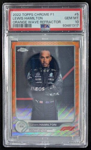 2022 Topps Chrome F1 LEWIS HAMILTON 14/25 Orange Wave Refractor #5 PSA 10