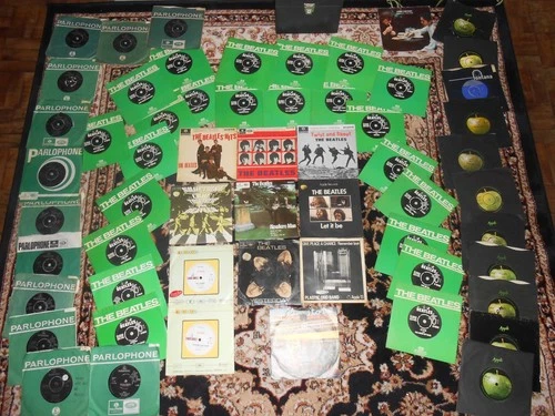 LARGE JOBLOT.THE BEATLES 7" VINYL RECORD COLLECTION.ALL LISTED.INC BOX.+IMPORTS