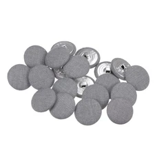 20pcs Fabric Cloth Covered Button 23mm Metal Round Sewing Buttons, Grey