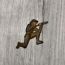 Antique WWII Grey Iron Metal Toy Soldier Dough Boy Kneeling Sniper Grey Iron Co