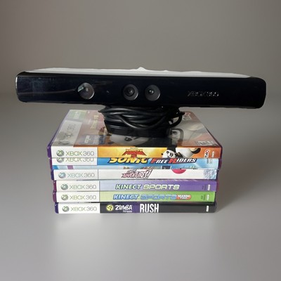 Microsoft Xbox 360 Kinect Sensor Bar 1414 w/ 6 Games Bundle TESTED No Power Cord