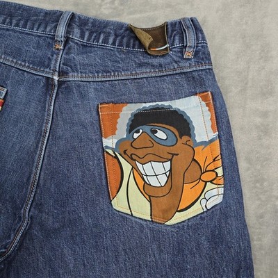 Vintage FUBU Platinum Jeans Mens 38x31 Blue Fat Albert Hip Hop