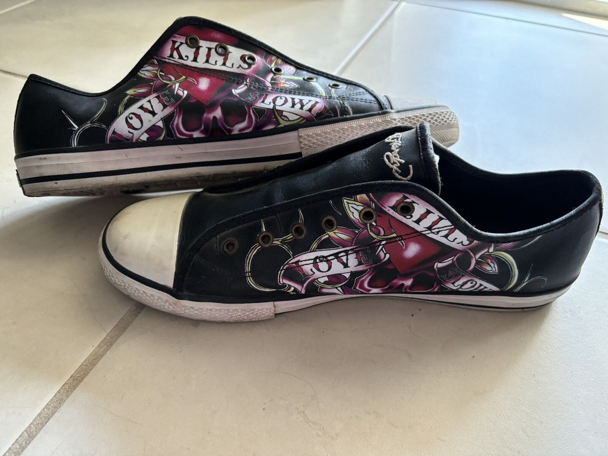 新品未使用品 エドハーディー LOVE KILLS SLOWLY スニーカー Ed Hardy Love Kills Slowly No Lace Slip On Shoe Size 12 | eBay