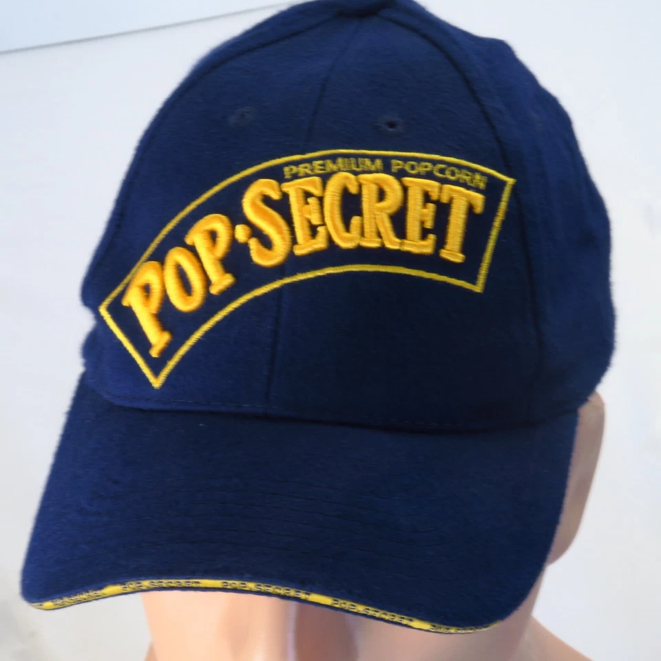 Vintage Pop Secret Blue Gold Strapback Hat Microwave Popcorn Movies Party - Image 2 of 4