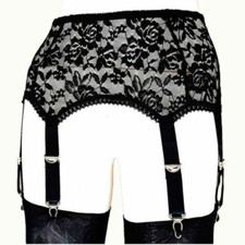 Womens Floral Lace Girdle Vintage Stretchy Garter Belt 6 Straps Thigh Suspenders