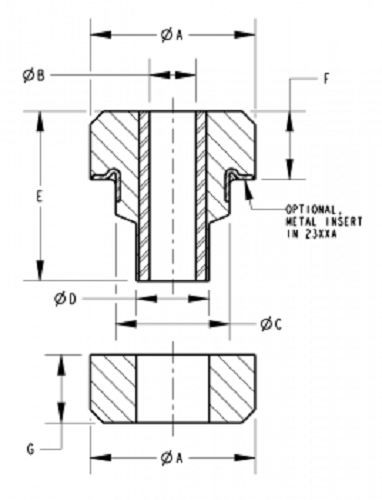 EBCO 2340 2-Piece Center Bonded Isolator 250-1300 Lb Load - Picture 4 of 4