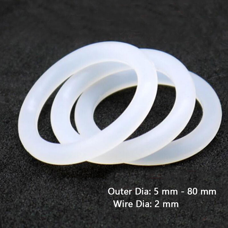2mm Silicone ORing Food Grade Seal Washer White Rubber O Ring OD 5 mm