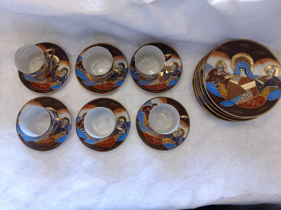 Antique Japanese Satsuma Betsons Gold Gilt Painted Geisha Teapot Tea Set - Image 3 of 4