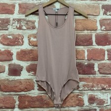 Fashion Nova Bodysuit Womens Large Dusty Pink Casual Snap Button Sleeveless