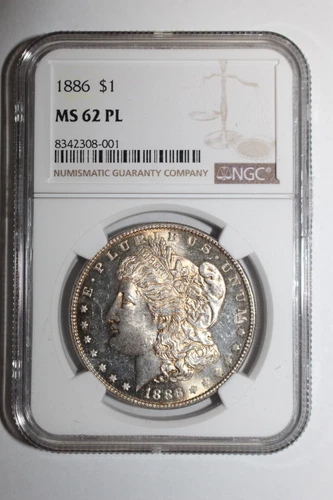 1886 PL MS62 Morgan Silver Dollar NGC