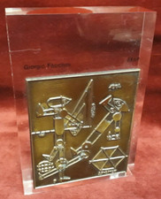 SCULTURA BASSORILIEVO BRONZO SU PLEXI - GIORGIO FACCHINI 65/69 - 1984