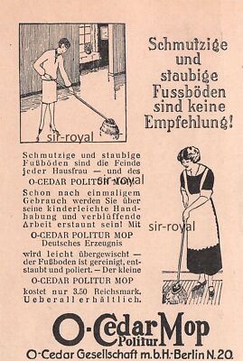 O-Cedar Mop Politur - Berlin - 1928 - Historische Werbung ~9x14cm
