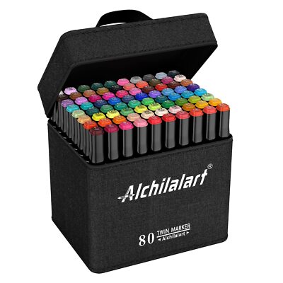 80-Colors Alcohol Based Markers Alcohol Markers Set Dual Tip Alcohol Sketchin...