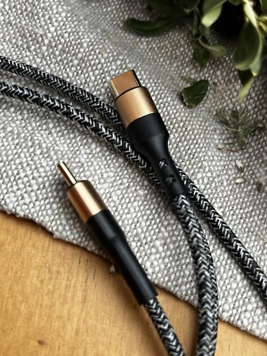 60W Geflecht vergoldet Typ C Kabel 2m Schnell ladekabe hochwertig 