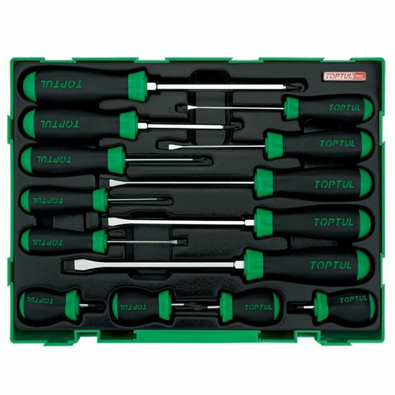 TOPTUL 14PC - Slotted  Phillips Screwdriver Set w/Tray GTC1401