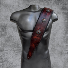 BOSTON Wide Brown Leather Bass Guitar Strap w...